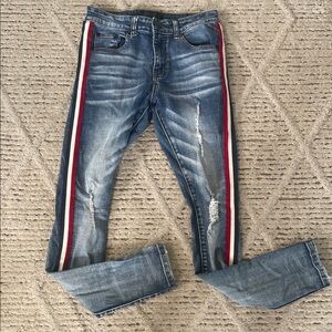 THRT Stylish Blue Jeans with Red Stripe size 30